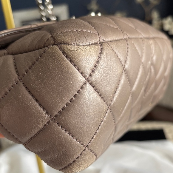 Michael Kors Quilted Chain-Strap Shoulder Bag in Taupe Brown - Picture 9 of 17